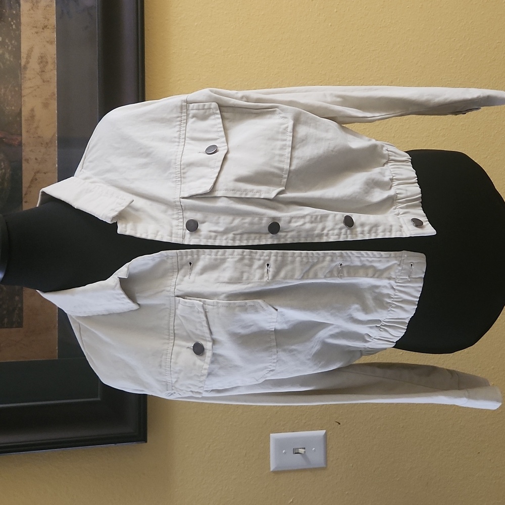 Jason Maxwell cream bomber style jacket Size S